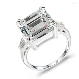 Clusterringe Rulalei Klassischer Modeschmuck 925 Sterling Silber Princess Cut Weiß Klar 5A Zirkonia Party Hochzeit Brautring