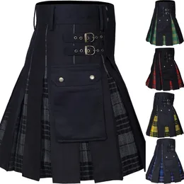 Men s bants kilts för män Utility 100 bomullsjeans Hybrid Modern Box Pleated Tartan Traditionell Mens 230302