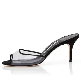 Модные женские сандалии качают джадифа 70 мм черная замша и ПВХ открытые пальцы, италия, сексуальные круглые пальцы, дизайнерские дизайнерские дизайнерские модные сандалические каблуки, не скользящая, ЕС 35-43