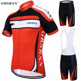 Rennsets GRSRXX Herren Sommer Radtrikot Set Pro Team Fahrradbekleidung Herren Rennrad Anti-UV Fahrradbekleidung MTB