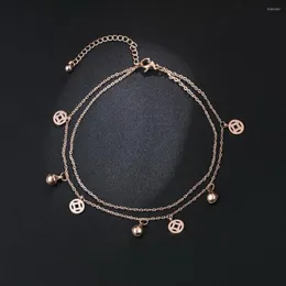 Fußkettchen 2023 geschichtete goldene süße Damen Großhandel Knöchel Fußketten Bein Armband Strandzubehör Sandalen Schmuck Edelstahl Stahl