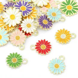 Charms 5/10Pcs 7Color Alloy Metal Drop Oil Soild Daisies Charm Flower Plant Pendant For DIY Bracelet Necklace Jewelry Making