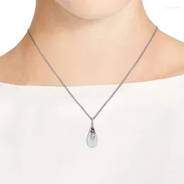 Anhänger-Halsketten, trendige tropfenförmige Mondstein-Halskette, Kristall-eingelegtes Metall, verschiebbar, Damen-Accessoire, Party-Schmuck