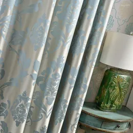 Cortina simples elegante Damasco de alta precisão Rústico FreshJacquard Curtins de sombreamento acabado chinês para quarto de jantar quarto quarto
