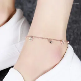 Anklets Chinese Ancient Coins Bells Anklet For Women Lucky Money Rose Gold 316L Stainless Steel Wealth Fashion Jewelry Not Fade(GA110)