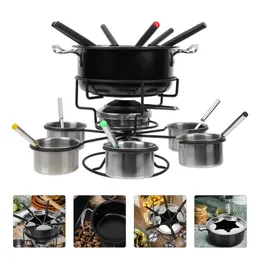 Forks Fondue Pot Set Chocolate Cheese Stove Steel Stainless Melting Maker Butter Warmer Electric Cooking Cast Iron Base Fork Cream 230302