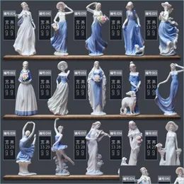 Herramientas de artesanía Figurina de belleza de cerámica europea Desktop de escritorio Decoración de artesanías Western Lady Girls Porcelana Artillera Ornam DHB01