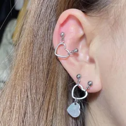 Studörhängen Punk Heart Pendant Dubbel genomträngda öron örhänge öron piercing rostfritt stål tragus lob daith conch kropp smycken