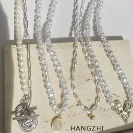 Anhänger Halsketten INES Vintage Barock Geometrie Perle Choker Schlüsselbein Perlen Halskette Mode Schmuck Geschenk Für Frauen Dame HANGZHI 2023