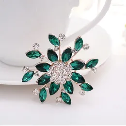 Broschen Todox Frauen Grün Kristall Strass Big Circle Sonnenblume Knopf Mantel Hochzeitsstrauß Kleidung Dekoration Mann Geschenk