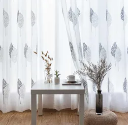 Embroidered Gray Color Sheer Curtain for Living Room Tulle in Kitchen Voile Curtain for Bedroom Window Sheer Drapes European 210719887502