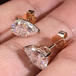 Ohrstecker 10K Roségold Damen 0,5 1 2 3 Karat Wassertropfen Moissanit Diamant Geschenk Hochzeitstag Verlobungsfeier