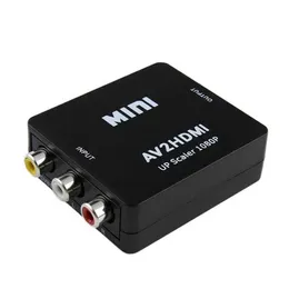 AV till HDMI -omvandlare Mini RCA Tre färgkabeladapter svartvitt liten låda