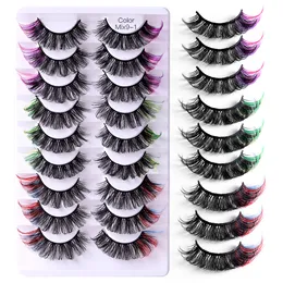Reusable Handmade Color Eyelashes Curly Crisscross Multilayer Thick 3D Fake Lashes Colordul Naturally Soft & Delicate Full Strip Lash Extensions DHL