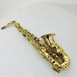 Buffet de saxofone Alto EB Tune Gold Lacquered E Plano de alta qualidade Instrumento musical com acessórios de caixa