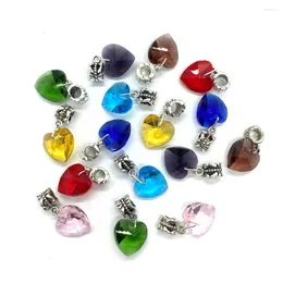 Pendant Necklaces Single Hole Natural Glass Heart Connector 14x25mm Vintage Women's Necklace Fashion Accessory 1pcs