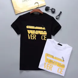 Designer de marca masculina camisetas redondas pescoço preto e branco de manga curta de algodão respirável 3d impressão de lazer de lazer de luxo de casal