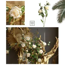 Decoratieve bloemen kransen enkele 5- Xinyi Rose dromerige tak zijde kunstmatige kerstdecor bruiloft diy artificals home z0z3