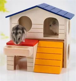 Small Animal Supplies Creative Pet Castle Hamster Cage Totoro Hideway Hut Bluetop DoubleLayer Nest med Climb Stadder Chew Bite T7482995