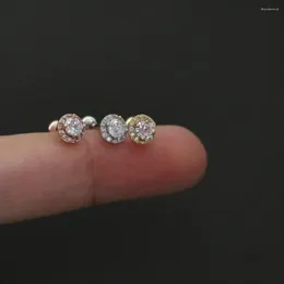 Orecchini a bottone 1 pezzo carino piccolo orecchino rotondo a forma di zircone per le donne gioielli alla moda con polsino della cartilagine dell'orecchio in acciaio inossidabile