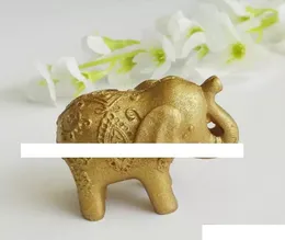 100st Golden Gold Lucky Elephant Place Card Holder Holders Namn Nummer Tabell Place Wedding Favor Gift Unique Party Favors
