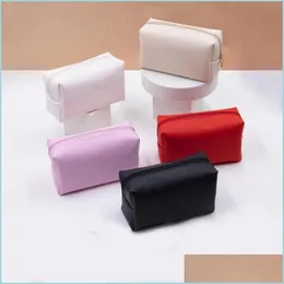 Bolsas de cosméticos Casos de coloração de cor de couro sólida PU