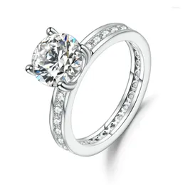 Cluster-Ringe Edelsteinballett 925 Sterling Silber Starlight Moissanit Verlobungsring Elegant für Frauen Edlen Schmuck (2,00 ct 8 mm EF-Farbe)