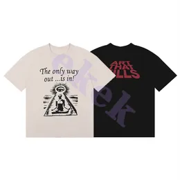 럭셔리 패션 브랜드 mens 셔츠 셔츠 재미있는 편지 인쇄 짧은 슬리브 둥근 목 느슨한 티셔츠 탑 블랙 살구