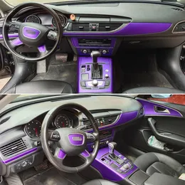 لـ Audi A6 C7 2012-2018 مقبض باب لوحة التحكم المركزي الداخلي 3D 5D ملصقات ألياف الكربون شارات التصميم للسيارة Accessorie2113