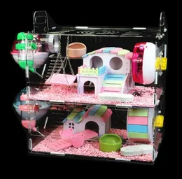 Small Animal Supplies Acrylic Hamster Cage Doubledecker Villa överdimensionerad transparent baby leksak guldbear4460752