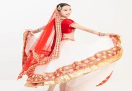 Ubranie etniczne Indie Pakistan Wysokiej jakości bawełniane sarees dla kobiety dziewczyna Lehenga Choli Dance Performance Dress Top Scarfethnic2173608