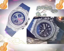 Tutti i quadranti funzionano Orologi cronometro da uomo famosi Anello con diamanti Orologio funzionale completo Cinturino in acciaio inossidabile di gomma Calendario al quarzo Tutto l'orologio di scansione del crimine