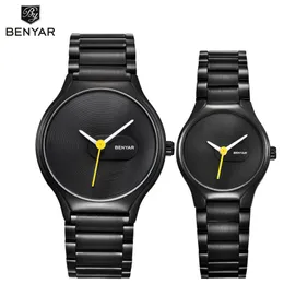 Benyar Par Watch Set Waterproof Full Steel Fashion Casual Men Watches Top Brand Luxury Business Male Quartz Watch Clock211d