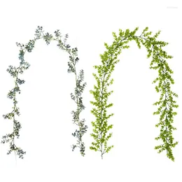 Dekoratif çiçekler 5 adet plastik okaliptüs para yaprağı yapay sahte bitkiler sahte bitki çelenk ve söğüt asma düğün için