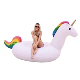Giant Unicorn Floats Pool Swan Swim Pool Toy Swimming Pegasus float Uppblåsbar luftmadrass Toy Vuxen Barn Flytande säten Ringvatten Lounge Raft