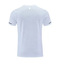 LuLu Men Yoga Outfit Gym T shirt Exercise Fitness Wear Sportwear Trainning Basketball Quick Dry Ice Silk Shirts Outdoor Tops Short Sleeve Elastic Breathable