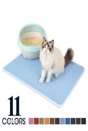 Color Cat Litter Mat de doble capa Cat039s Casa de mascotas de la casa para gatos Mat de almohadillas Nonslip Clean lavables accesorios para el hogar WaterPr8814050