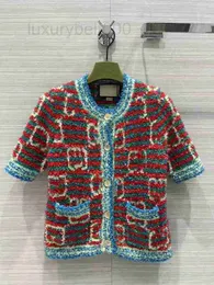 Kadın Sweaters Tasarımcısı Milan Pist Sonbahar Kısa Kol O Boyun Yüksek Sonu Jacquard Cardigan 0714-5 E3BK