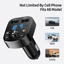 Car Hands- Bluetooth Compatible With 5 0 FM Transmitter Car Player Kit Card Car Charger Fast Charger With QC3 0 Two USB Jacks 276g
