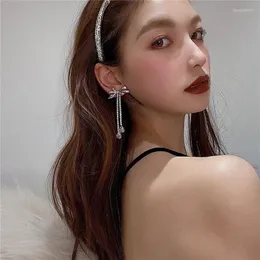 Dangle Earrings Brand Korea Crystal Bowknot Statement for Women Charms Jewelry Cup Chain Tassel Earring Princess GiftemyBrincos