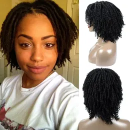 Korte dreadlock krullende pruik voor Afrikaanse vrouwen synthetische zachte faux locs haak haarpruiken zwarte bouncy locs braids wig248r