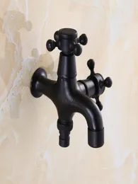 Brass Black Oil Brushed Bathroom Corner Faucet Tap Double Using Laundry Utility Faucet Outdoor Garden Mixer Tap7453105