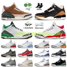 3 days ship 3s Fire Red Women Mens Jumpman Basketball Shoes 3 Winterized Archaeo Brown Pine Green Desert Elephant A Ma Maniere Patchwork Camo Black with no box