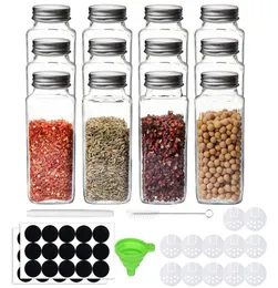 Херб -специя инструментов банки для S 12pcs стеклянной организации кухонная соль и перец шейкеры с наклеиваниями Sift Shaker