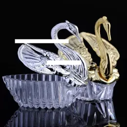 100pcs Acrylic Wedding Favor Swan Boxes Bomboniere Candy Box Gift Holder Decors Favors Gifts Holders