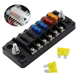 12V 6CH Terminal Circuit Car Blade Fuse Box Block Bracket Kit med täckmotorcykel Auto Professionella delar Lågspänningsskydd