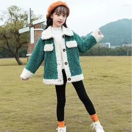 Jacken Mädchen Jungen Baby Mantel Jacke Outwear 2023 Casual Pelz Verdicken Winter Plus Samt Warme Trainingsanzug Fleece Kinder Kleidung