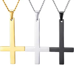 Anhänger Halsketten Gold Farbe Schwarz Umgekehrtes Kreuz von St. Peter Halskette für Männer Luzifer Satan Satanismus Katholizismus Männlicher SchmuckAnhänger