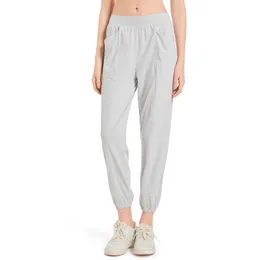 LL Pantaloni da Jogging Yoga Nono da Donna Tasca Grande Fitness Morbido Vita Alta Sollevamento dell'anca Pantaloni Casual Elastici Gambe con Coulisse Pantaloni Sportivi Colori Chiari per L'estate