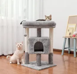Muebles de gato Scratchers Árbol estable con postes de sisal Condo espacioso Condominio grande Combola colgante de percha para pequeño y mediano1501701